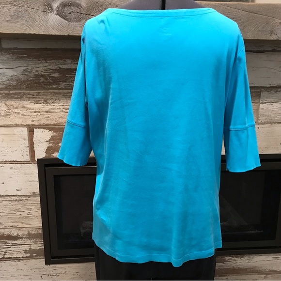 CJ Banks Teal Knit Top, 2X, 3/4 Sleeve - Picture 4 of 9